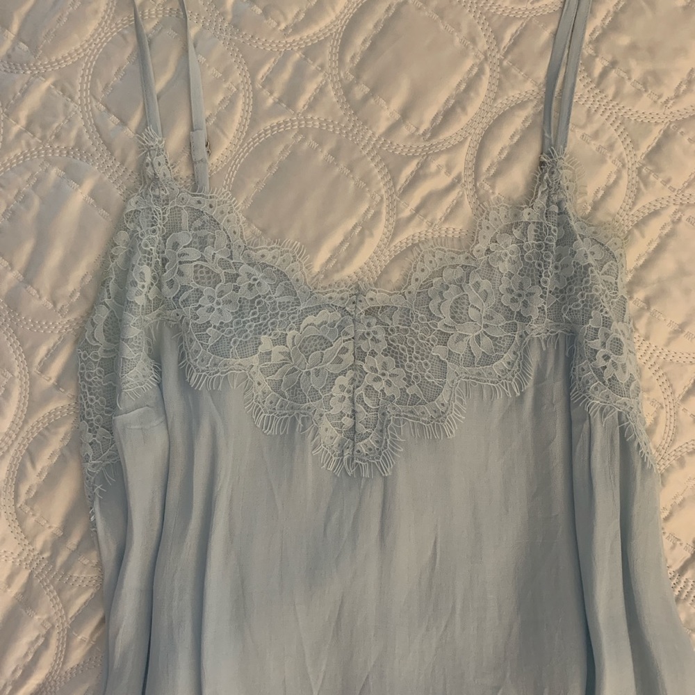 Light blue lace trim cami top
